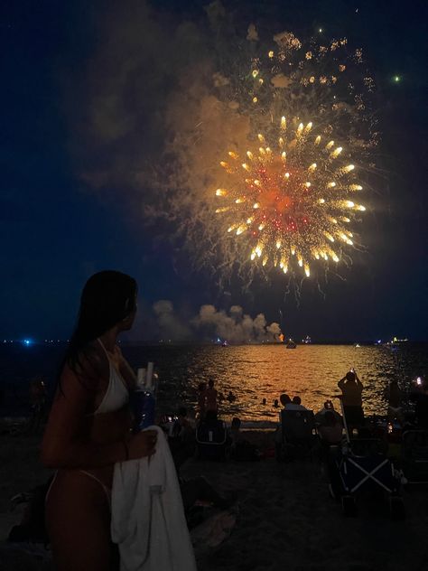 beach fireworks Model Summer Aesthetic, Fireworks Summer Aesthetic, Fireworks Pictures With Friends, Summer 2024 Asthetics, Summer Baddie Aesthetic, Sweet Life Aesthetic, 2024 Summer Aesthetic, Summer At Night Aesthetic, Summer Night Out Aesthetic