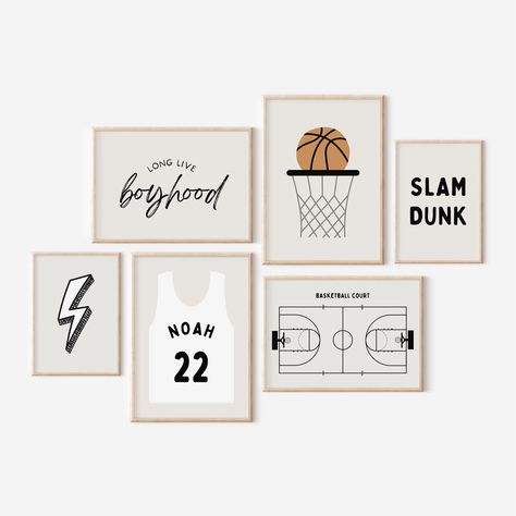 Sports Theme Wall Decor, Modern Wall Art Kids Room, Basketball Prints Wall Art, Little Boy Sports Bedroom, Basketball Themed Nursery, Basketball Nursery Baby Boy, Toddler Boy Sports Room, Sports Toddler Room, Toddler Sports Bedroom