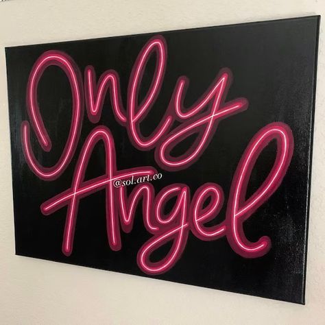 Neon Lights Painting Canvas, Albums Painting, Neon Sign Painting Canvas Diy, Neon Sign Painting, Harry Styles Drawing, Designed Paper, Disney Canvas Art, Disney Canvas, Easy Cartoon Drawings