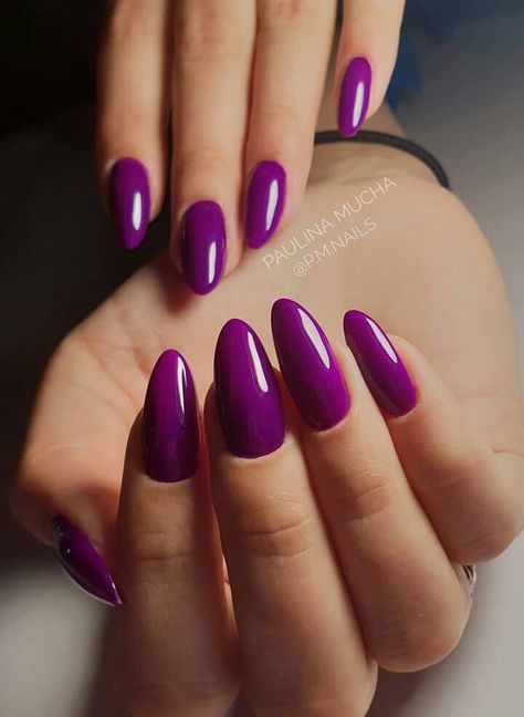 Dark Fuchsia Nails, Dark Fuschia Nails, Magenta Nails Design, Nails Violet, Magenta Nails, Nails Medium Almond, Acrylic Nails Stiletto, Nails Press Ons, French Tip Press On Nails