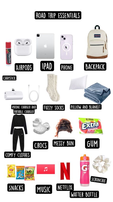 What To Pack For A 2 Night Trip, What To Pack For A 1 Hour Road Trip, What To Pack For A Day Trip, What To Pack For A Four Day Trip, What To Bring On A 3 Hour Road Trip, Weekend Road Trip Packing List, Comfy Travel Outfit Road Trip, What To Pack For 2 Week Trip, What To Pack For A Week Long Trip