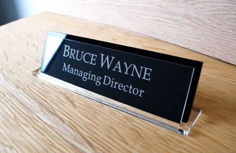 Elevate your office decor with this executive personalised desk name plaque. Engraved on high-quality acrylic, this contemporary piece is custom-made just for you. Perfect for CEOs and Managing Directors, this desk name plaque will add a touch of sophistication to your workspace. #ExecutiveDeskName #PersonalisedNamePlaque #OfficeDecor #CustomMade #GTlaser Personalized Desk Name Plate, Personalized Desk, Desk Name Plate, Contemporary Desk, Desk Name, Engraved Sign, Desk Sign, Name Plates, Desk Name Plates