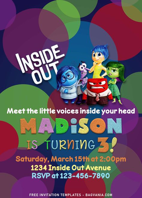 Download 7+ Amusing Disney Inside Out Birthday Invitation Templates #free #freeinvitation2019 #birthday #disney #invitations #invitationtemplates Inside Out Invitations, Inside Out Toys, Inside Out Birthday, Thanksgiving Wallpaper, Disney Inside Out, Invitation Maker, Free Printable Invitations, Disney Invitations, Birthday Disney