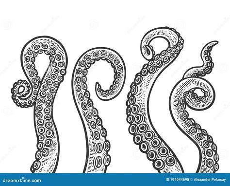 Octopus Tentacle Set Sketch Vector Illustration Stock Vector - Illustration of vector, etching: 194044695 Octopus Tentacles Drawing, Bee Sketch, Wings Sketch, Octopus Drawing, Washable Wallpaper, Pen Art Work, Octopus Tentacles, Illustration T Shirt, Hand Drawn Icons