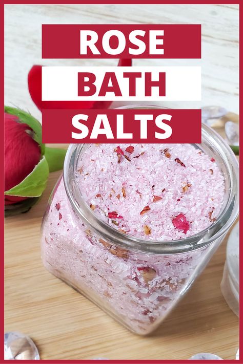 Have you been looking for a homemade bath salt recipe? Well, look no further. This recipe for rose petal bath salts is the perfect way to pamper yourself. It's a quick and easy DIY tutorial that will leave your skin feeling relaxed and rejuvenated. Bathsalt Diy Recipe, Epsom Salt Bath Recipe, Rose Bath Salts Recipe, Rose Bath Salts Diy, Rose Petal Bath Romantic, Bath Salt Recipe, Bath Rose Petals, Homemade Bath Salts Recipe, Bath Salts Diy Recipes