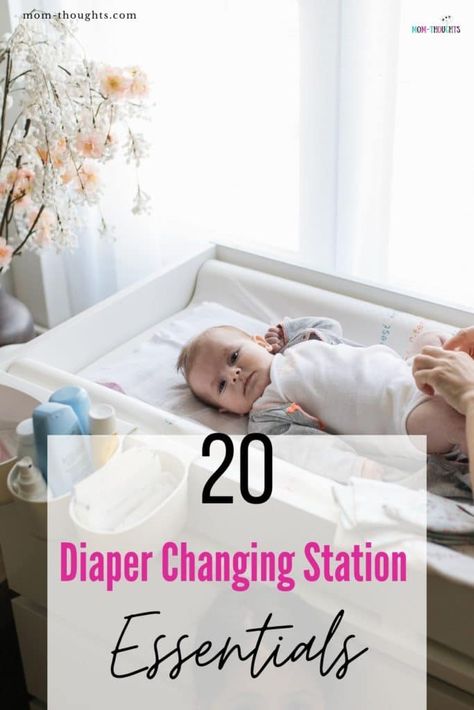 Baby Changing Station Ideas, Diaper Changing Station Organization, Changing Station Essentials, Changing Table Essentials, Nursery Changing Station, Nappy Changing Station, Portable Changing Station, Prepare For Baby, Changing Table Organization