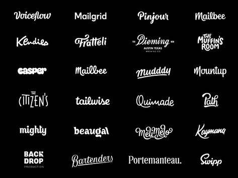 Wordmark wall - 2 years by Lance on Dribbble Handlettered Logo, Wordmark Logo Design, Instagram Fonts, Hand Lettering Logo, Instagram Font, Meditation Apps, Aesthetic Fonts, Word Mark Logo, Brand Fonts