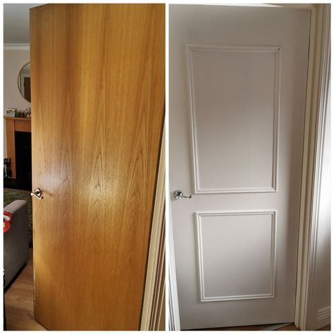 Diy Internal Door Makeover, Painted Doors Bedroom, Painting Wood Doors White, Painted Wood Doors, Painting Wooden Doors Interior, Painted Indoor Doors, Door Transformation Diy, Painting Doors Interior, Paint Doors White