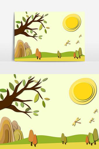 Autumn landscape paper-cut illustration design#pikbest#graphic-elements Clay Autumn, Tree Activities, Paper Cut Illustration, Cut Paper Illustration, Earth Drawings, School Kids Crafts, Paper Child, Bear Ideas, Newborn Photography Boy