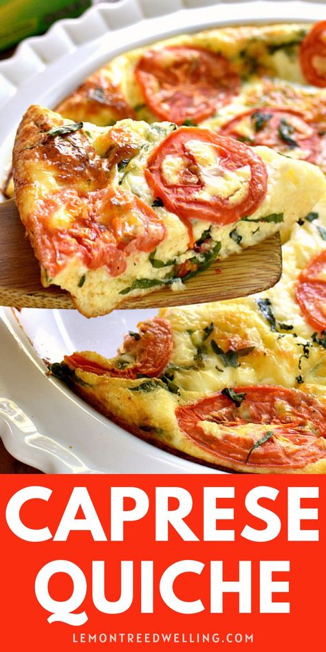 Caprese Quiche, Filet Mignon Chorizo, Quiche Cups, Sausage Quiche, Savoury Slice, Tomato Caprese, Breakfast Quiche Recipes, Quiche Recipes Easy, Summer Breakfast