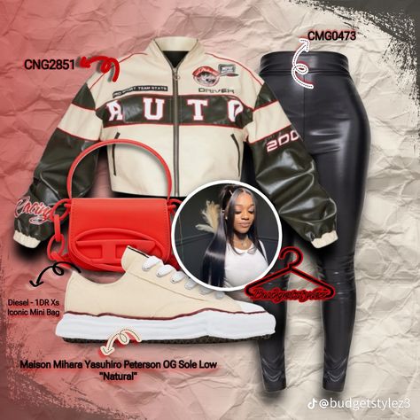 Race Car Belt Outfit, Race Car Jacket Outfit Black Women, Moto Outfit Women, Moto Jacket Outfit Black Women, Car Meet Outfit, Race Car Jacket Outfit, Racer Jacket Outfit Women, Racing Jacket Outfit, Cute Highschool Outfits