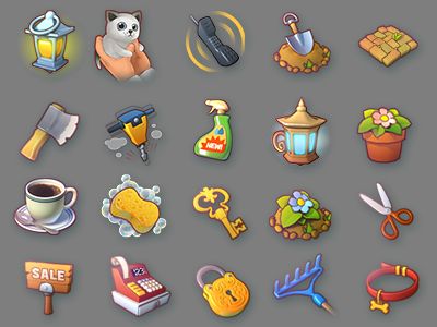 Icons from a new free2play game by Playrix by Playrix | Dribbble | Dribbble Garden Icons, Garden Scapes, Game Textures, Plant Games, Game Icons, Button Game, 2d Game Art, Working Remotely, Isometric Art