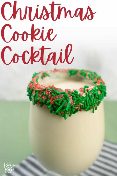 Santa is sure to love this boozy Christmas Eve drink that is both sweet and festive! Our Sugar Cookies for Santa Cocktail is great for a holiday party or movie night too! It combines Bailey's, amaretto, and vanilla vodka to create a sugar cookie flavor topped with sprinkles! Sugar Cookie Cocktail, Santa Cocktail, Christmas Drinks Alcohol Recipes, Christmas Drinks Alcohol, Christmas Punch Recipes, Cocktails Recipes, Bad Santa, Cookies For Santa, Christmas Cocktail