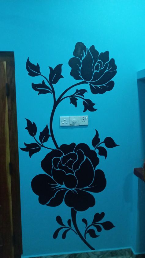 Wall Design Ideas With Paint, Flower Vase Drawing, Wall Painting Designs, Vase Drawing, Simple Wall Paintings, Palm Mehndi, Palm Mehndi Design, Wall Art Tutorial, 3d Wall Painting