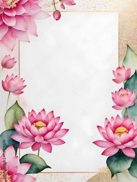 Lotus Invitation Card, Flower Mockup, Lakshmi Painting, Lotus Background, Flower Decoration For Ganpati, Ganpati Invitation Card, Lotus Watercolor, Bottle Paint, Wedding Card Design Indian