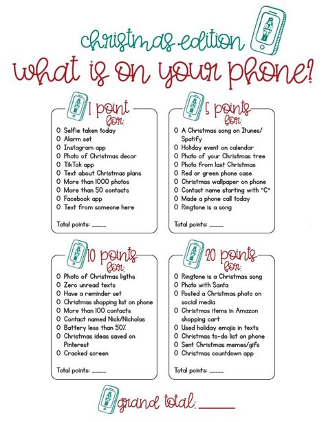 What's On Your Phone Christmas Game Free, Whats On Your Phone Christmas Game, Christmas Cell Phone Game, Whats In Your Phone Game Printable Free, Whats On Your Phone Game Free Printable, Christmas Family Games Free Printables, Christmas Game Printables Free, Whats On Your Phone Game, Hope Squad