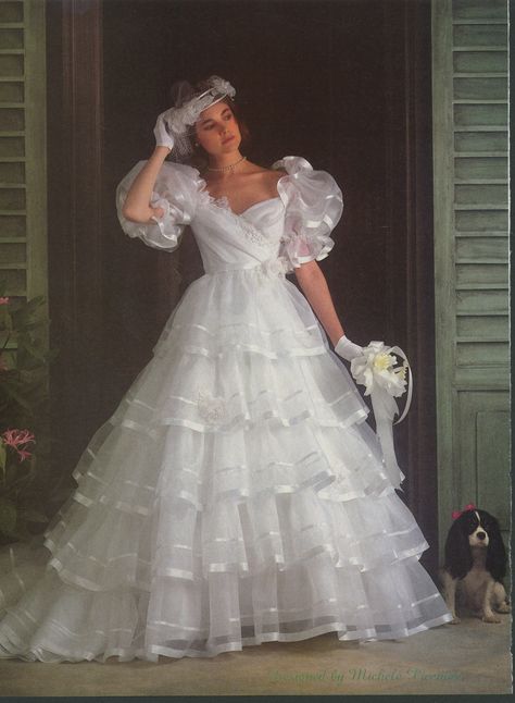 Brides Dec 1984/Jan 1985 Wedding Dress 80s, Wedding Dresses 80s, 80s Wedding Dress, 1980s Wedding Dress, 1980s Wedding, 1990 Style, 80s Wedding, Easter Dresses For Toddlers, Silver Cocktail Dress