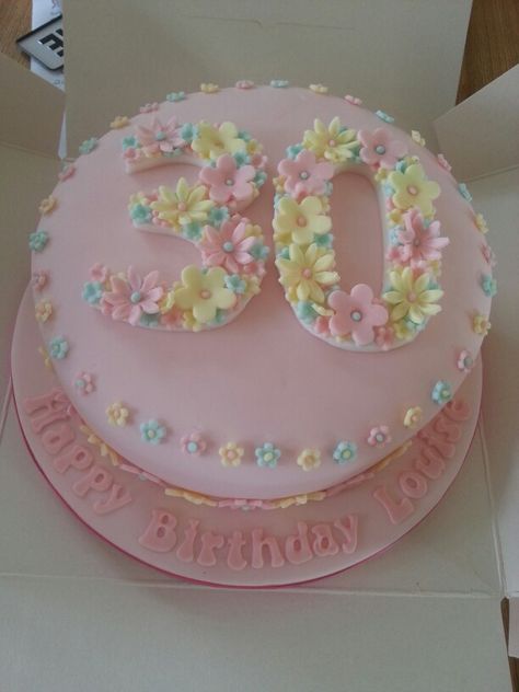 Girly flowery 30th birthday cake 30th Birthday Cake For Women, 30th Birthday Ideas, Birthday Cake For Women Simple, Birthday Ideas For Women, Button Cake, 30th Birthday Ideas For Women, 30th Birthday Cake, 30 Birthday Cake, Birthday Cakes For Women