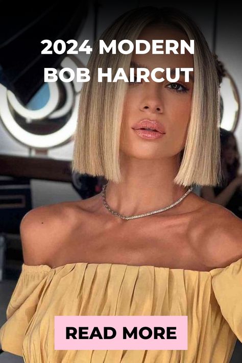 2024 Modern Bob Haircut Sleek Straight Bob, Haircuts For Big Faces Woman, Straight Cut Hair Short, Modern Bob 2024, Bob Hair 2024, Bob Haircuts 2024, Bob Haircut 2024 Trends, Bob For Fine Straight Hair, 2024 Bob Hair Trends Fine Hair