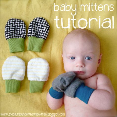 Speckled Owl Studio: Tutorial- Baby Mittens Baby Mittens Pattern, Pola Topi, Baby Gloves, Easy Baby Blanket, Diy Baby Shower Gifts, Diy Bebe, Kit Bebe, Baby Mittens, Baby Sewing Projects