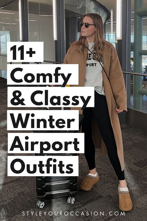 Comfort Travel Outfit, Winter Outfits For Traveling, Winter Plane Outfit Travel, Uk Travel Outfits Winter, Cool Travel Outfits, Casual Chic Winter Outfits 2024, Classic Travel Outfits, Outfit For Flying, Travel Comfortable Outfits