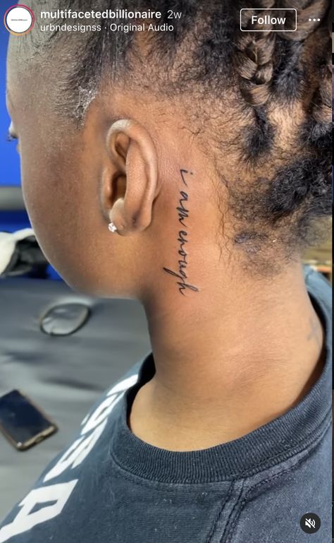 Small Behind The Ear Tattoo Ideas Black Women, Behind The Ear Tattoo Ideas Cross, Women’s Neck Tattoo Side, Small Tattoos Behind Ear, Ways Neck Tattoo Jhene Aiko, Small Tattoos Behind The Ear, Ways Tattoo Jhene Aiko Behind Ear, Behind Ear Tats, Tattoos Behind Ear