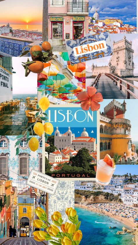 Lisbon Vision Board, Lisbon Portugal Aesthetic Wallpaper, Portugal Vision Board, Portugal Wallpaper Iphone, Portugal Aesthetic Vintage, Portugal Background, Portugal Moodboard, Lisbon Wallpaper, Lisbon Portugal Aesthetic