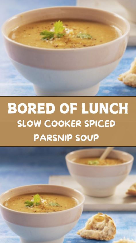 Bored Of Lunch Slow Cooker Spiced Parsnip Soup Spicy Parsnip Soup, Parsley Soup, Parsnip Soup, Comfort Soup, Slow Cook, Slow Cooker Soup, 7 Hours, Parsnips, Few Ingredients