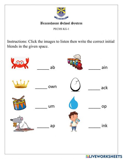 Initial Blends Worksheet, Initial Blends, Sounds Worksheet, English Sounds, Phonics Blends, Singular And Plural Nouns, Blends Worksheets, Object Pronouns, Blending Sounds