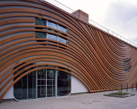 Wood Facade, Facade Architecture Design, Architecture Magazines, Surface Water, Unique Architecture, Building Facade, Facade Architecture, Futuristic Architecture, Facade Design