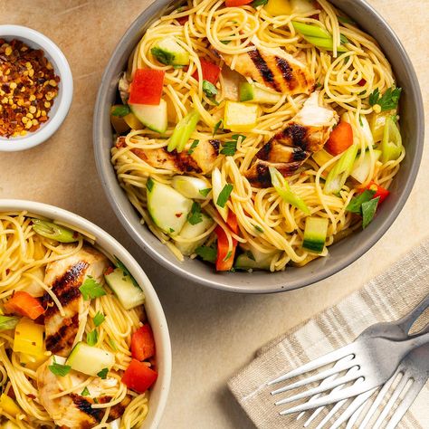 Asian Chicken Pasta Salad, Asian Chicken Pasta, Asian Pasta Salad, Italian Sauces, Angel Hair Pasta Recipes, Asian Pasta, Creamy Chicken Pasta Recipes, Chicken Pasta Salad Recipes, Lemon Chicken Pasta