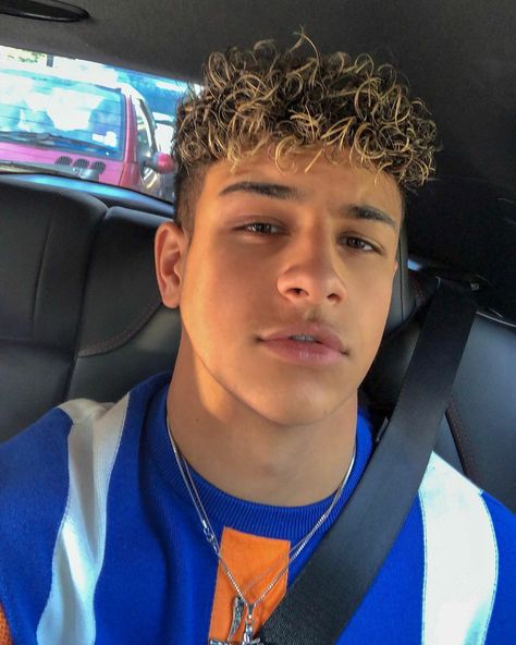 Blonde Highlights On Brown Hair Men, Boys Hair Highlights, Sepanta Arya, Perm Hair Men, Men Blonde Hair, Curly Hair Fade, Brown Hair Men, Highlights Curly Hair, Thick Curly Hair