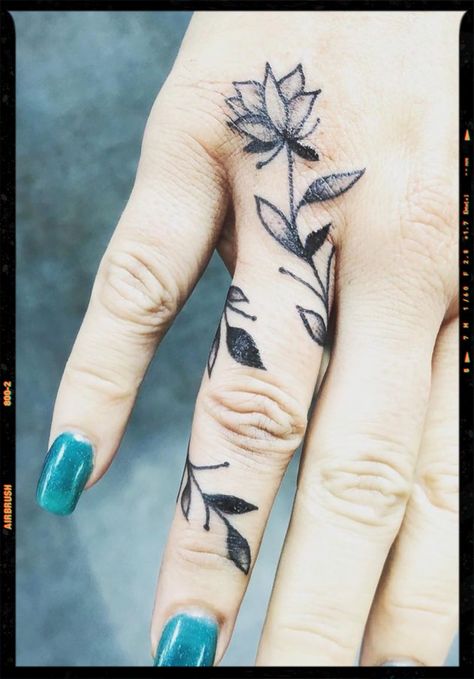 Finger Holding Tattoo, Flowers Finger Tattoo, Ring Finger Tatoo, Finger Tattoo Coverup, Finger Cover Up Tattoos For Women, Finger Flower Tattoo, Floral Finger Tattoo, Vine Finger Tattoos, Finger Hand Tattoo