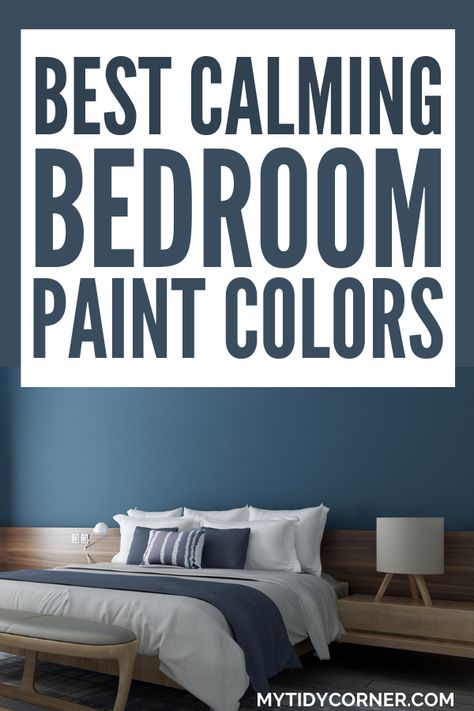 Discover the best calming paint colors for the bedroom to help you make an informed choice. here are the most soothing bedroom colors. Learn about the best relaxing paint color ideas for bedroom walls. Blue Paint Room Ideas Bedrooms, Master Bedrooms Color Ideas, Loft Bedroom Paint Ideas, Best Bedroom Blue Paint Colors, Cozy Bedroom Paint Colors Accent Wall, Small Bedroom Blue Walls, Interior Bedroom Colors, Colors For Bedroom Walls Relaxing, Popular Bedroom Paint Colors 2023