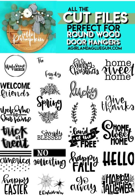 Round Wood Door Hangers, Wood Round Door Hangers, Round Door Hangers, Christmas Fonts Alphabet, Christmas Fonts Free, Expressions Vinyl, Round Door Hanger, Door Signs Diy, Projets Cricut