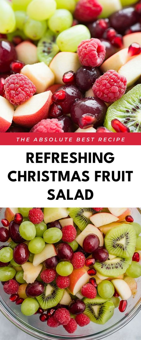 Image for Refreshing Christmas Fruit Salad Christmas Kid Snack Ideas, Basic Fruit Salad, Fresh Fruit Salad For Christmas, Fruit Salad For Breakfast Brunch, Fruit Salad For Brunch Breakfast Recipes, Salad Dressing For Fruit Salad, Winter Fruit Kabobs, Mojito Fruit Salad, Fruit Salads For Christmas Dinner