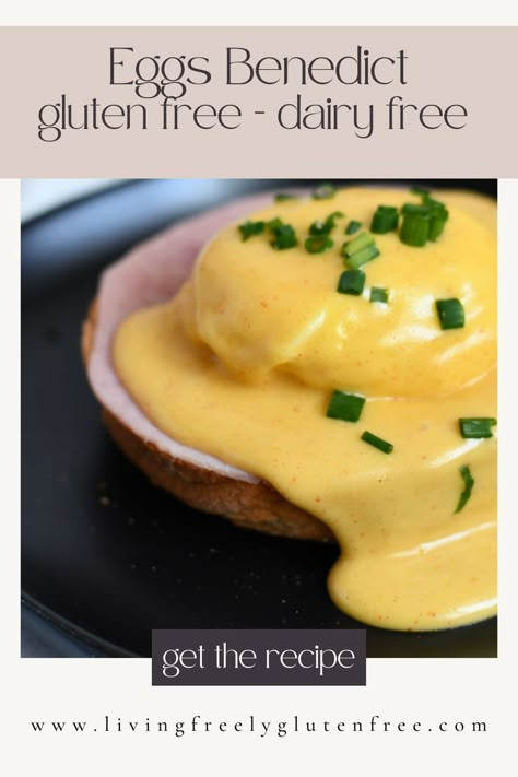 Egg Free Hollandaise Sauce, Gluten Free Dairy Free Eggs Benedict, Gluten Free Hollandaise Sauce, Dairy Free Hollandaise Sauce, Make Ahead Hollandaise Sauce, Dairy Free Eggs Benedict, Dairy Free Egg Recipes, Paleo Hollandaise Sauce, Gluten Free Eggs Benedict