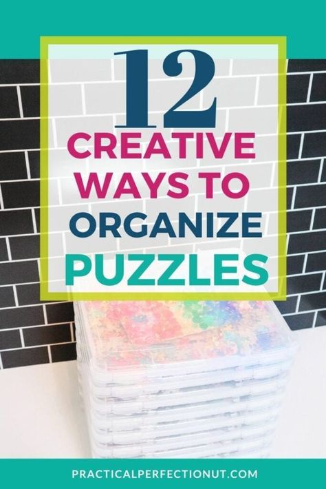 Having a hard time organizing your puzzles? Here are 12 creative ways you may not have thought of before to organize your puzzles once and for all! You can easily create an organized system that your family will love and be able to maintain! Organize Puzzles, Store Puzzles, Organizing Hacks Dollar Stores, Puzzle Organization, Stackable Baskets, Organization Hacks Diy, Spend Time With Family, Puzzle Storage, Board Game Storage