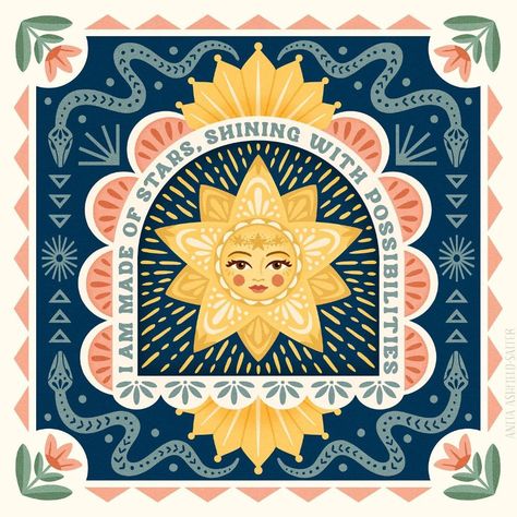 Summer Solstice Drawing, Folk Art Sun, Sunshine Drawing, Arte Folk, Sun Illustration, Posters And Prints, Art Wallpaper, Work On, Art Style