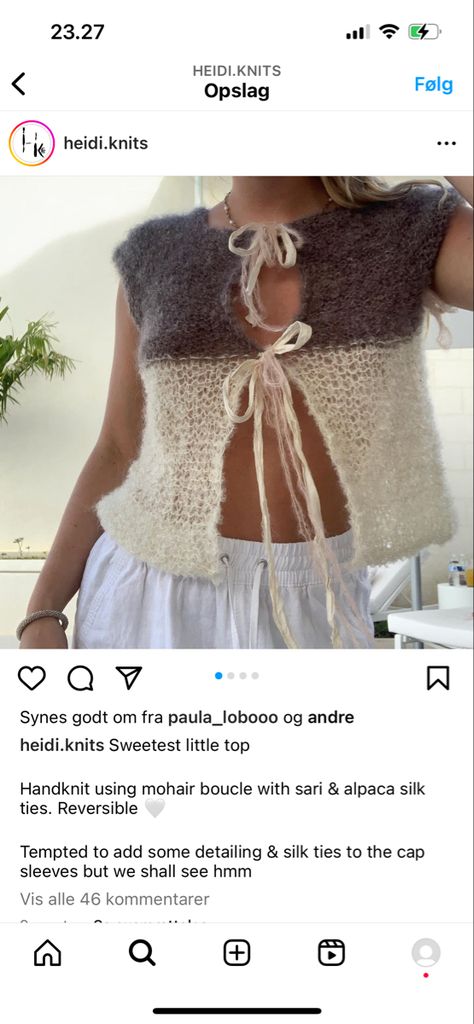 Small Mohair Crochet Projects, Mohair Top Crochet, Crochet Mohair Top, Mohair Top, Bamboo Shoot, Knitted Blouse, Mohair Knit, Crochet Bralette, Little Outfits