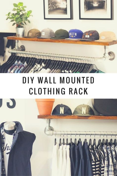 Diy Pipe Clothing Rack, Clothes Rack Diy, Mounted Clothing Rack, Diy Organization Ideas, Wall Mounted Clothing Rack, Swivel Tv Stand, Diy Clothes Rack, Diy Wand, Diy Pipe