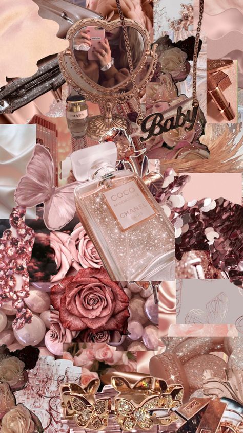 Rose Gold Collage, Gold Collage, Rose Gold Aesthetic, Pretty Wallpaper Ipad, Rose Gold Wallpaper, Pink Wallpaper Girly, Iphone Wallpaper Classy, Pink Tumblr Aesthetic, Pink Wallpaper Backgrounds