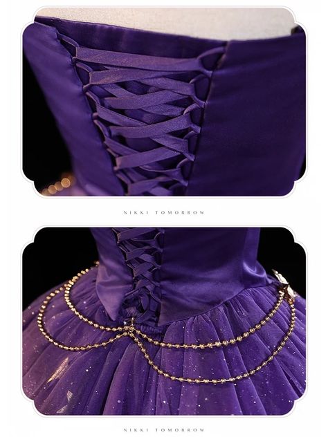 Purple Star Prom Dress, Dark Purple Queen Dress, Gold Dress Aesthetic, Purple Star Dress, Armor Dress Purple, Purple Gothic Dress For Cosplay, Masquerade Ball Outfit, Tool Dress, Old Fashion Dresses