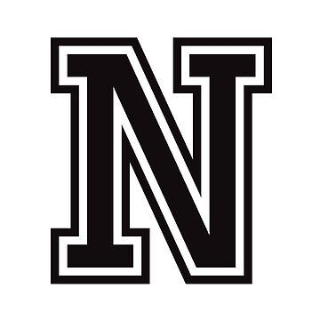 "Letter N sticker - black and white, college sports font" Sticker for Sale by Mhea | Redbubble Seniors Board, N Font, Classroom Awards Certificates, Senior Board, School Spirit Shirts Designs, Font Sticker, Senior Year Things, Classroom Awards, N Letter