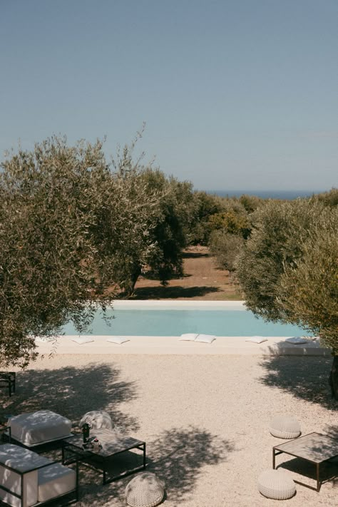 Modern Italian Home, Masseria Moroseta, Raised Pools, 90s Wedding Dress, 90s Wedding, Puglia Wedding, Greece House, Portuguese Wedding, Mediterranean Aesthetic