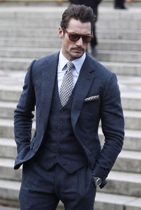 Navy Blue Suit Mens, Blue Tweed Wedding Suits, Blue Suit Style, Wedding Suits Men Grey, Mens Tweed Suit, Mens Fashion Suits Casual, Tweed Wedding Suits, Suit Styles, Mens Fashion Dressy