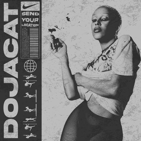 Doja Cat Aesthetic Black And White, Black And White Doja Cat, Poster Black And White Graphic Design, Doja Poster, Singer Poster Design, Dj Poster Design, Doja Cat Poster, Edgy Graphic Design, Cool Poster Designs