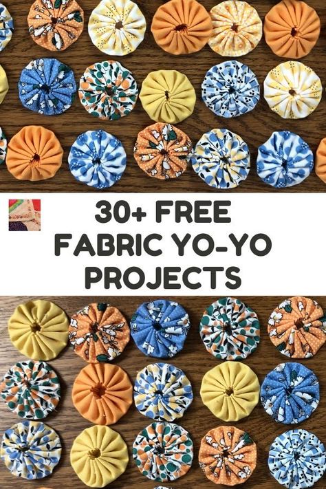 Things To Make With Fabric Yoyos, How To Make A Yo Yo Quilt, Yo Yo Fabric Projects, Yo Yo Quilts Ideas, Fabric Yo Yo Crafts, Making Fabric Yoyos, Yo Yo Pillow Cover, Yo Yo Patterns, Yo Yo Christmas Tree Pattern