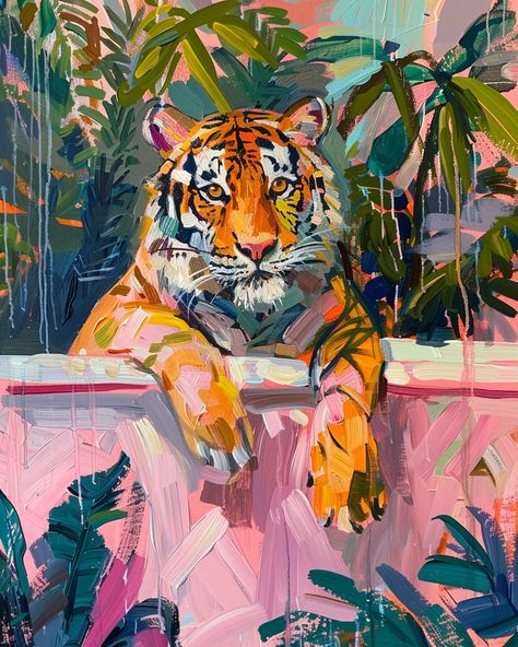 Inspiring artwork presented by ThetaCursed, License: CC BY-NC 4.0 Tiger Painting Acrylic, Tiger Canvas Painting, Sketch Art, Leopard Painting, Jungle Scene, Tiger Illustration, Tiger Painting, Canvas Drawings, Tiger Art