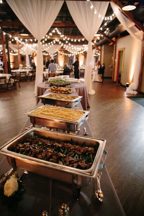 Wedding Lasagna Buffet, Wedding Food Ideas Dinner Steak, Buffet Food For Wedding Receptions, Buffet At Wedding Receptions, Table Setting Buffet Wedding, Chipotle Catered Wedding, Wedding Catering Aesthetic, Wedding Food Layout, Wedding Steak Buffet